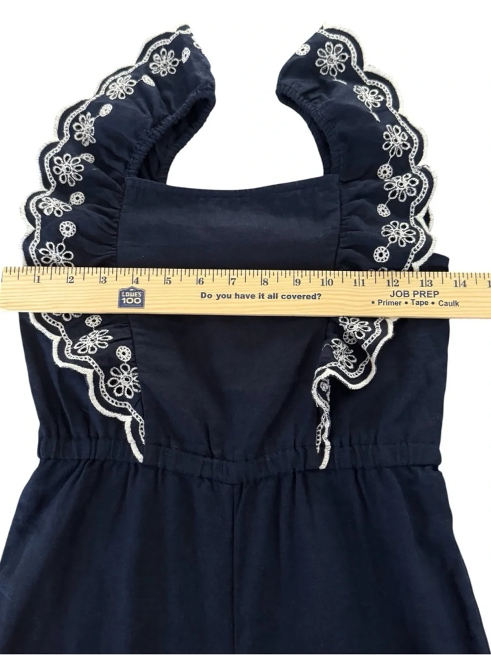 Old Navy Girls M(8y) Sleeveless Linen Blend Ruffle Embroidered Trim Jumpsuit